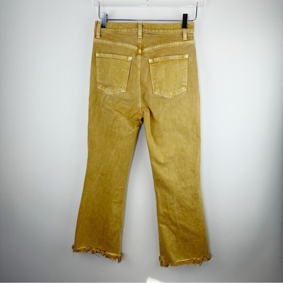 J Brand Julia Frayed-Hem Flared-Leg Cotton Blend Jeans in Litho Gold Sz 26 - Picture 13 of 13